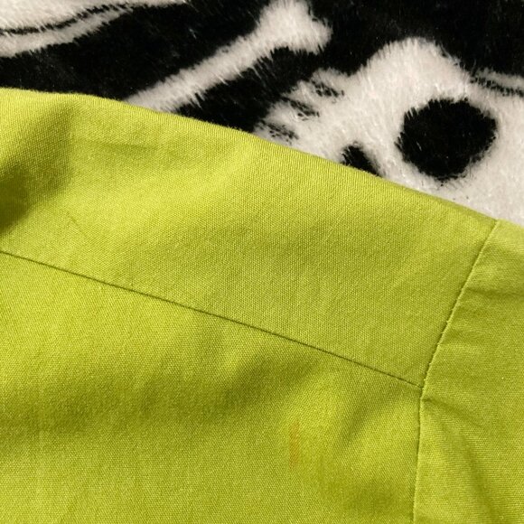 WORTHINGTON Chartreuse green short-sleeve button-down shirt MEDIUM LARGE blouse - Picture 13 of 14